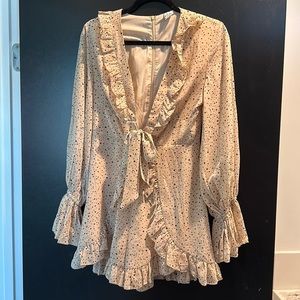 Cream polka dot romper